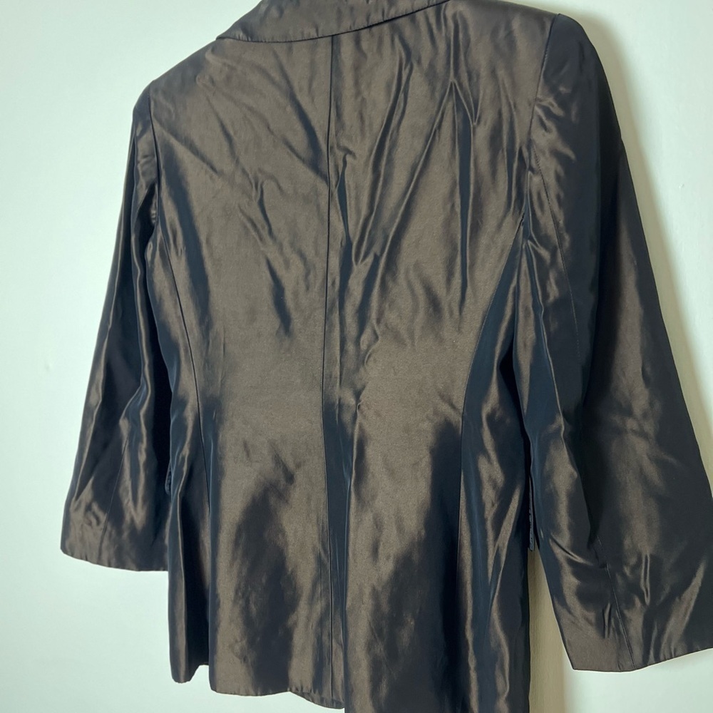 🛍️Tahari Women Blazer sz 2 Coat Metallic Brown Career Button Luxe Neutral Church - Picture 12 of 16